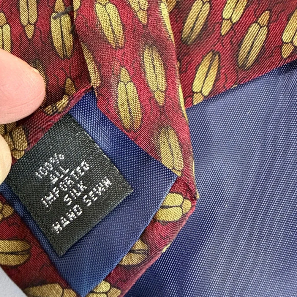 Ties to Nature Beetle Silk‎ Neck Tie Burgundy Gold Insect Bug Science Novelty